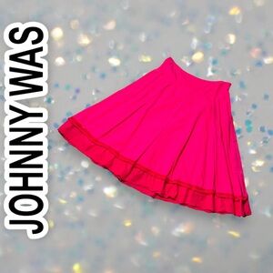 Johnny Was Pink Eyelet Hem Midi‎ Skirt Size:8